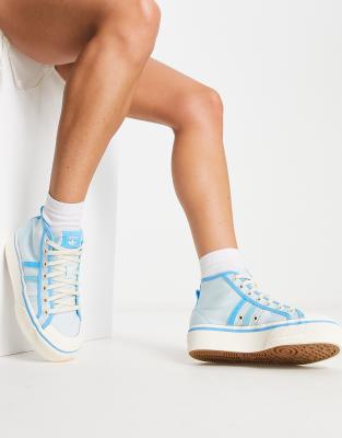 Adidas Originals Nizza Platform Mid Sneakers In Almost Blue