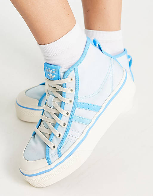 adidas Originals Nizza Platform Mid sneakers in almost blue | ASOS