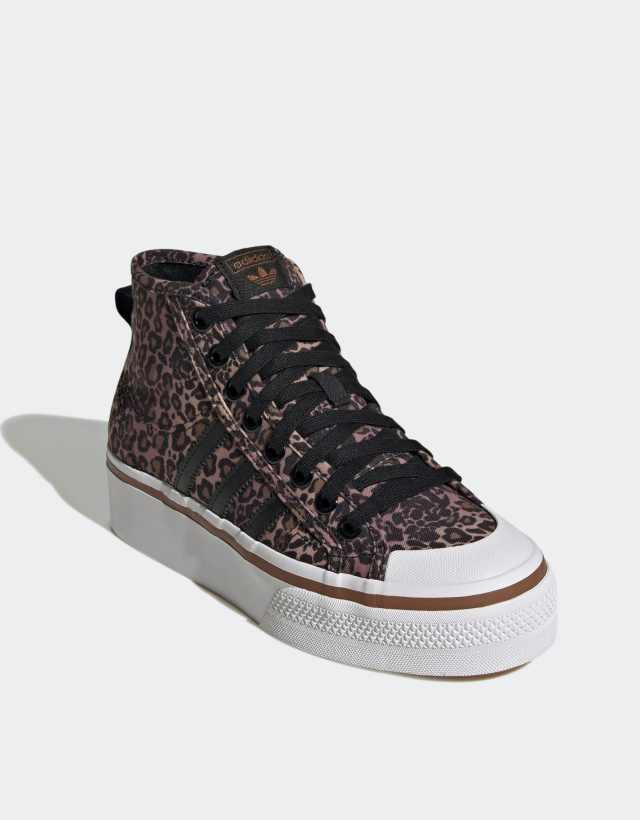 adidas Originals Nizza Platform mid sneakers in black leopard print