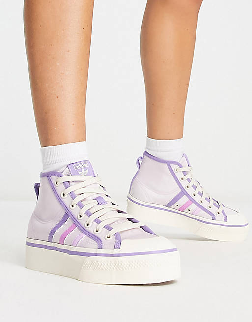adidas Originals Nizza Platform Mid sneakers in lilac and pink | ASOS