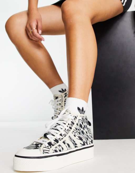 adidas Originals Nizza with Platform sneakers in | print Mid butterfly white ASOS