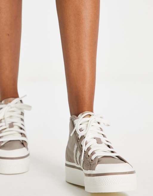 adidas Originals Nizza platform mid trainers in pale brown ASOS