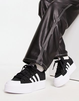 adidas nizza platform black and white