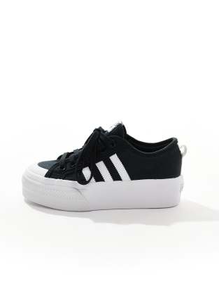 adidas black and white platform sneakers