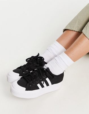 Adidas Originals Nizza Platform Sneakers In Black And White