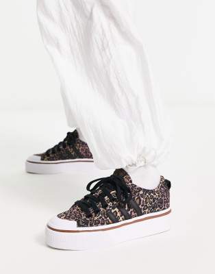 ADIDAS ORIGINALS NIZZA PLATFORM SNEAKERS IN BLACK LEOPARD PRINT