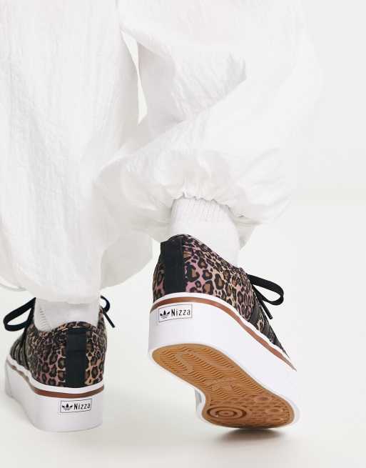 adidas Originals Nizza Platform sneakers in black leopard print | ASOS
