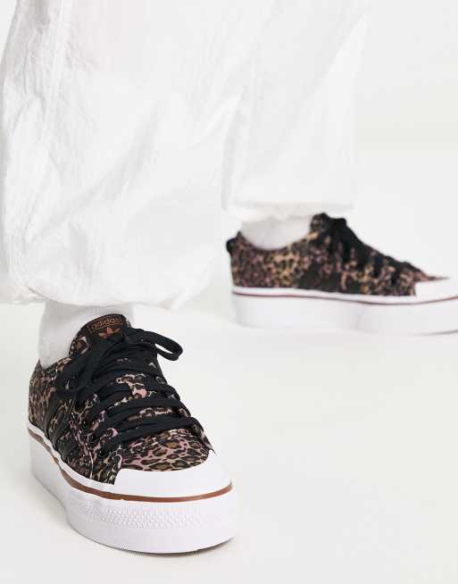 adidas Originals Nizza Platform sneakers in black leopard print | ASOS