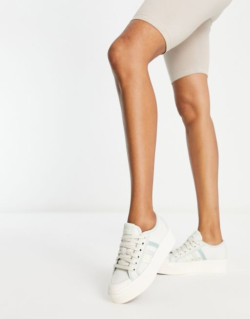 adidas Originals Nizza Platform sneakers in cream white and lime