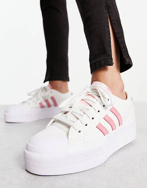Nizza platform sneakers in white and pink | ASOS