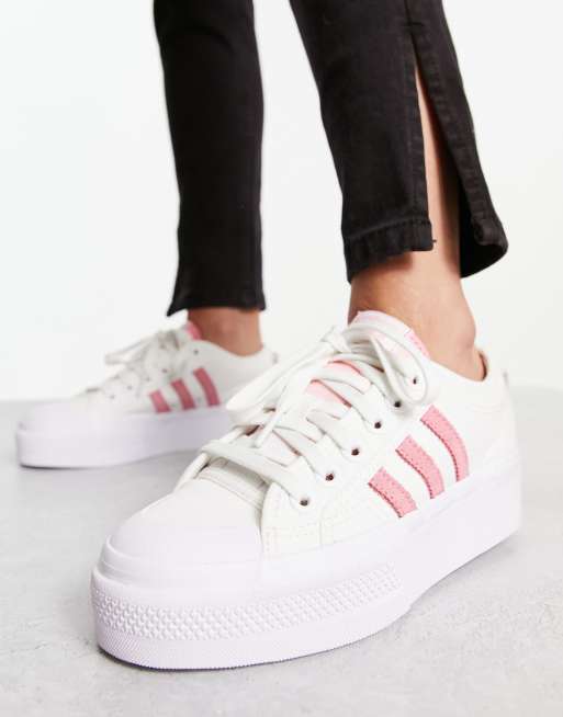 adidas Originals Nizza platform sneakers in white and pink | ASOS