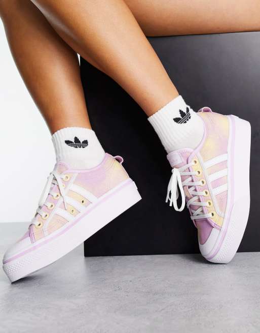 adidas Originals Nizza Platform sneakers pink and yellow