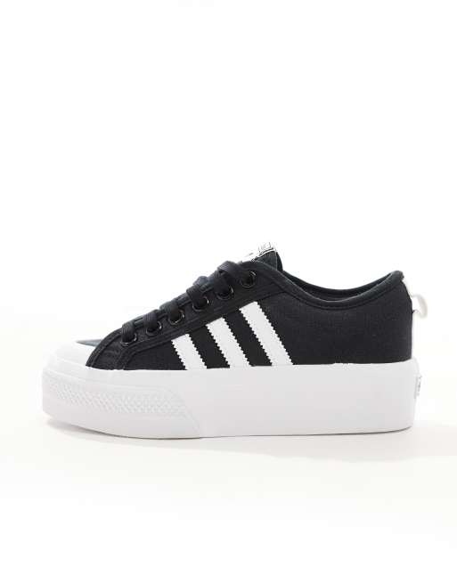 adidas Originals Nizza platform trainers in black white