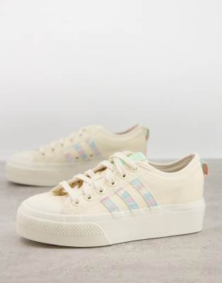 adidas Originals Nizza Platform trainers in chalk white with ...