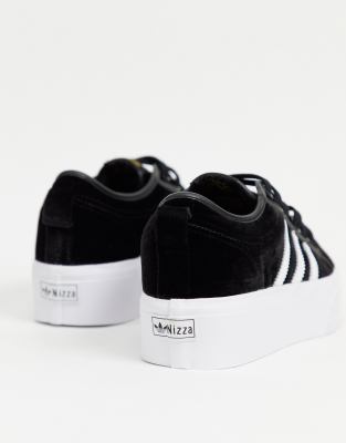 black velvet platform trainers