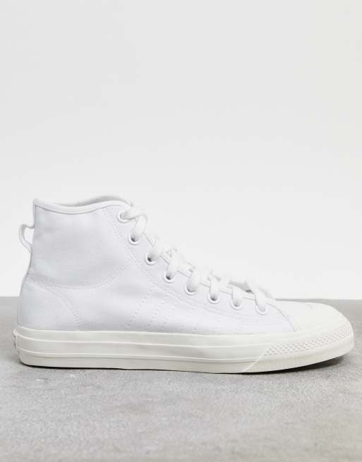 adidas Originals Nizza RF hi top sneakers in triple white