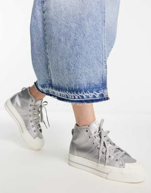 adidas Originals Nizza RF platform hi top sneakers in silver ASOS