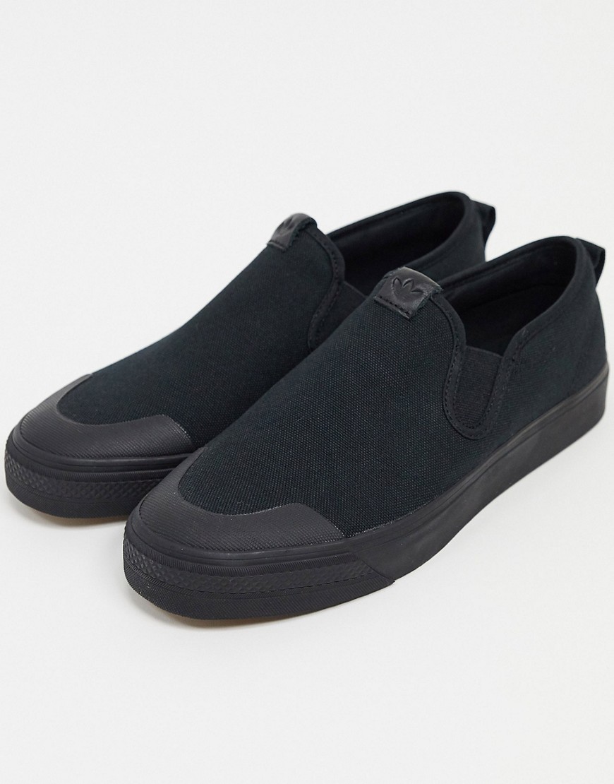 Adidas Originals Nizza Slip on trainers in black