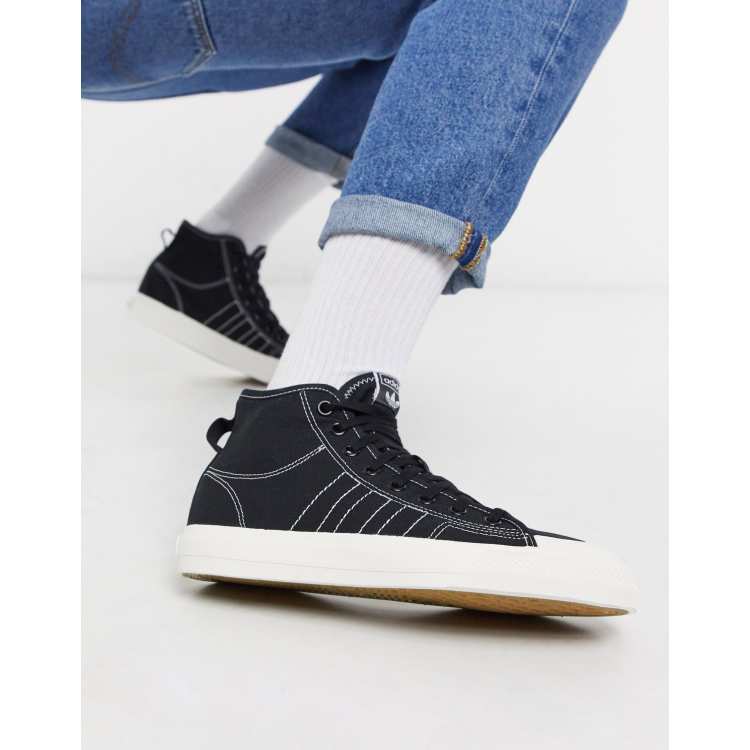 adidas Originals Nizza Sneaker mit hohem Schaft in Schwarz ASOS