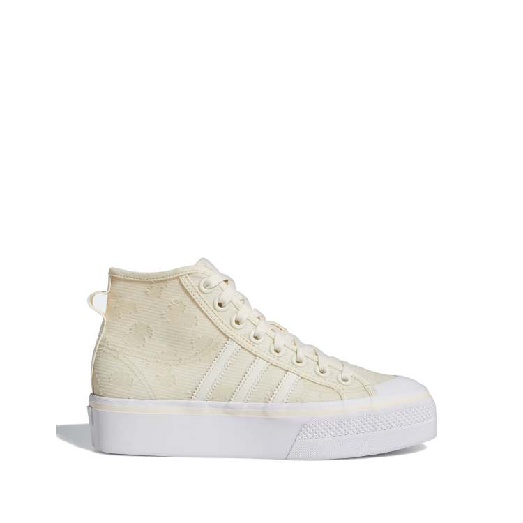 adidas Originals Nizza Sneakers alte bianche e beige con