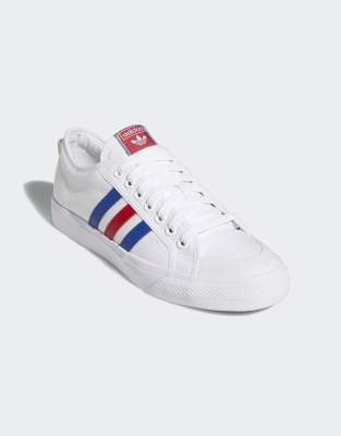 adidas originals nizza canvas sneakers in white and red