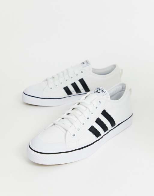 Adidas nizza trainers outlet white mono