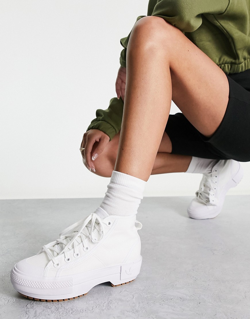 Adidas Originals Nizza trek sneakers in white with gum sole