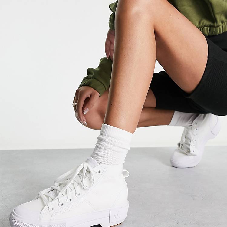 adidas Originals Nizza trek sneakers in white with gum sole