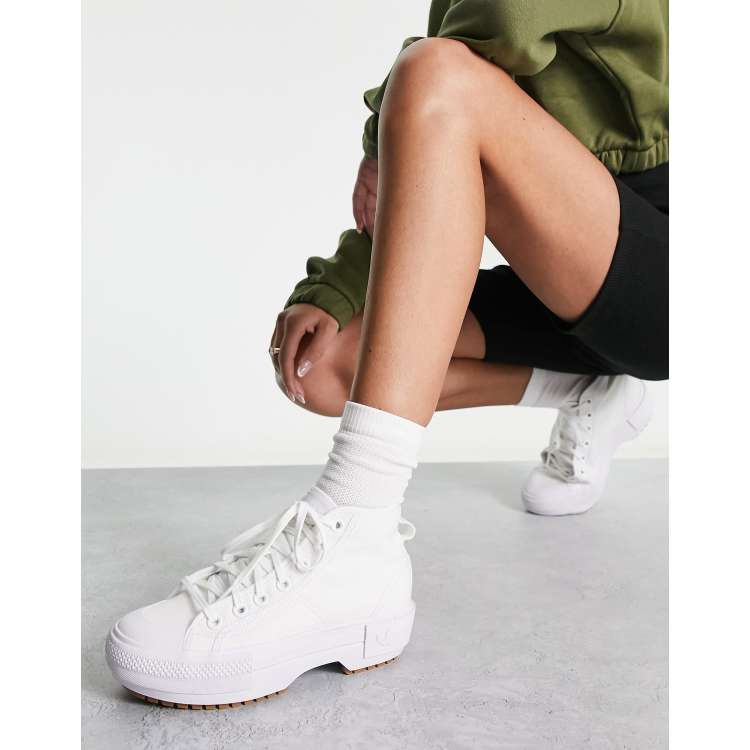 adidas Originals Nizza trek sneakers in white with gum sole