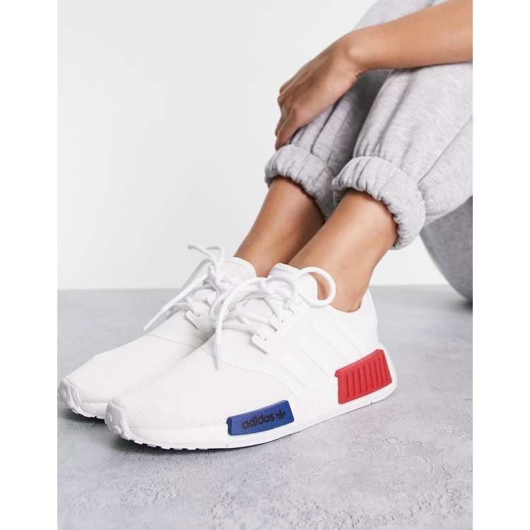 adidas Originals NMD R1 Sneakers bianche con dettaglio rosso e blu