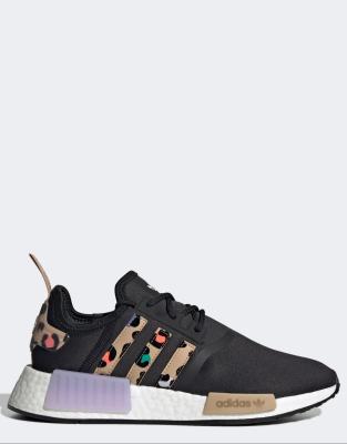 adidas Originals NMD R1 sneakers in black with leopard print ASOS