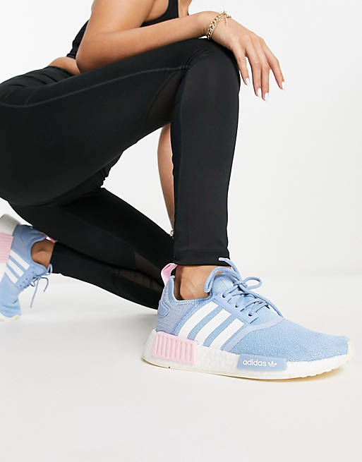 simplemente Furioso despierta adidas Originals NMD R1 sneakers in pale blue with pink details | ASOS
