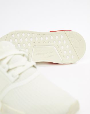 adidas originals nmd r1 trainers in white with red heel block