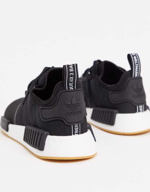 adidas Originals NMD R1 trainers in black with gum sole