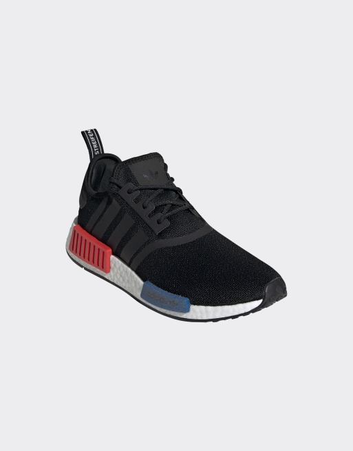 Nmd black with 2025 red and blue