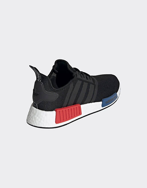adidas Originals NMD R1 trainers in black with red and blue tab detail |  ASOS