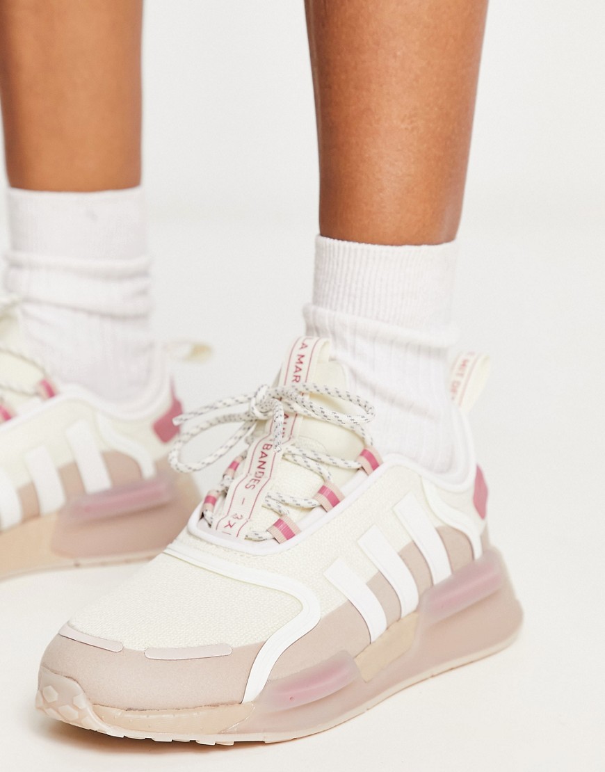 adidas Originals NMD V3 trainers in off white and pink