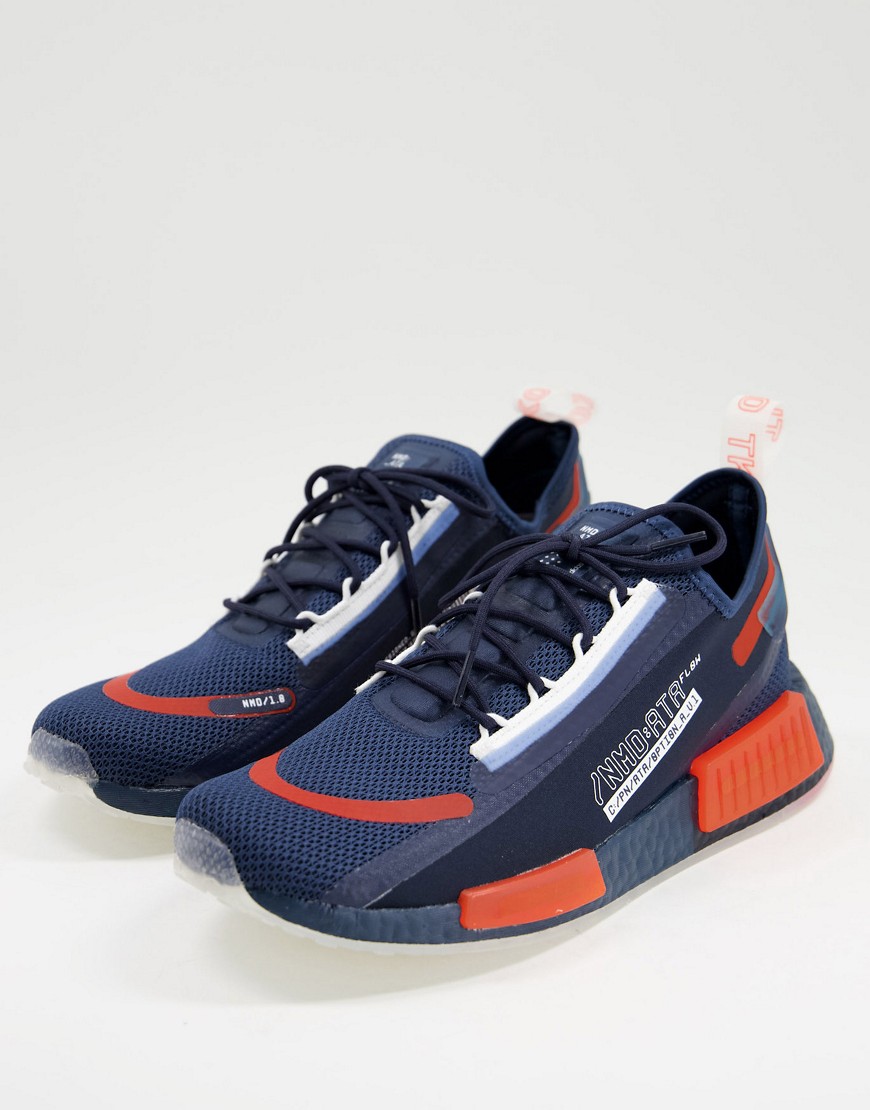 Adidas Originals NMD R1 Spectoo sneakers in navy with red detail-Black