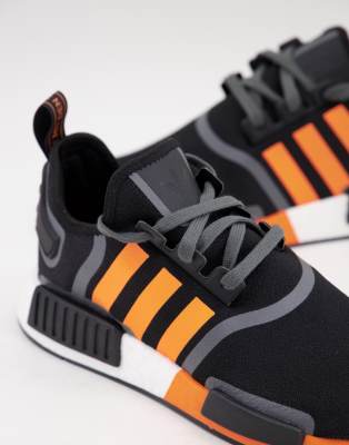 adidas Originals NMD R1 trainers in black with orange stripes ASOS