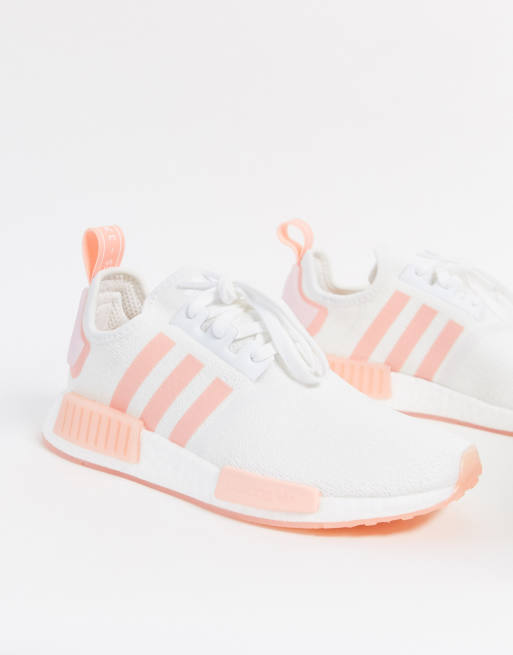 adidas Originals NMD R1 trainers in white and pink