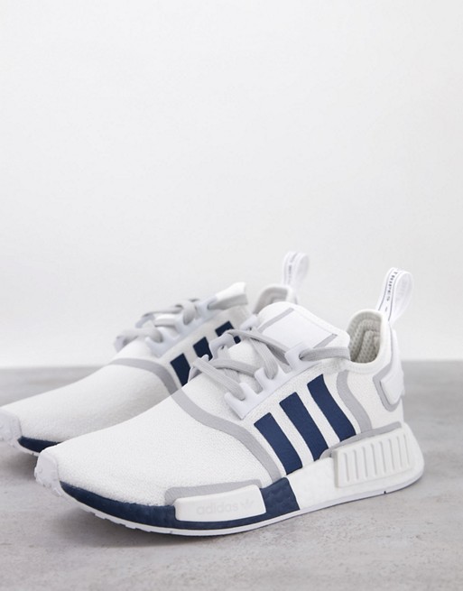 adidas Originals NMD_R1 trainers in white with navy stripes