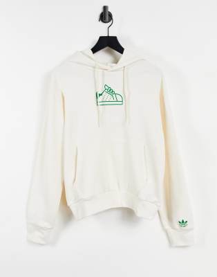 Adidas Originals no dye organic cotton hoodie with Stan Smith HD-White