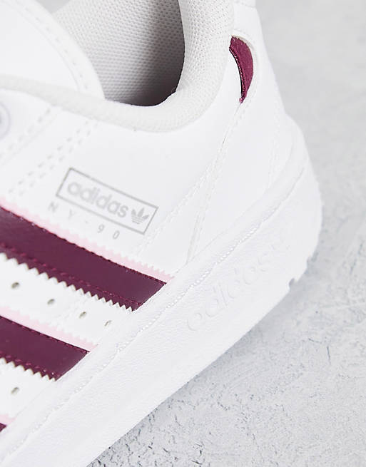 adidas Originals – NY 90 – Sneaker in Weiß mit rosa Streifen | ASOS