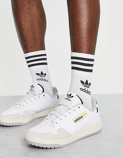 adidas Originals NY 90 sneakers in white and green