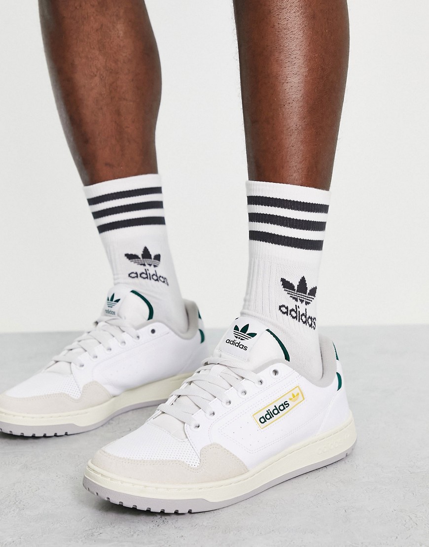 adidas Originals NY90 trainers in white and green