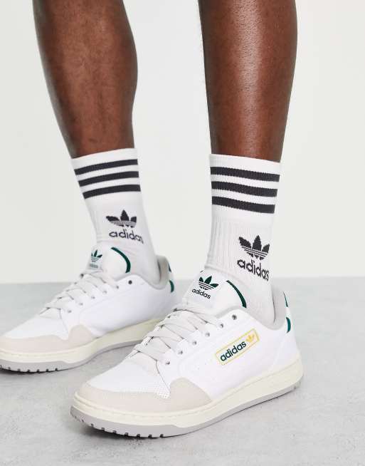 adidas Originals NY90 trainers in white and green