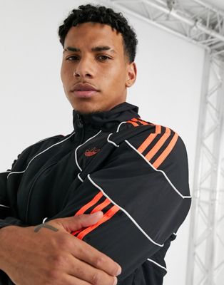 adidas track top black with red stripes