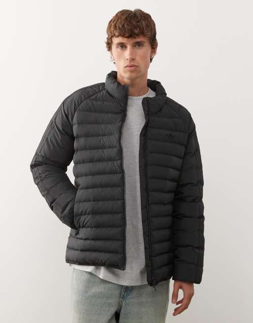 adidas Originals – Ocieplana czarna kurtka z kołnierzem