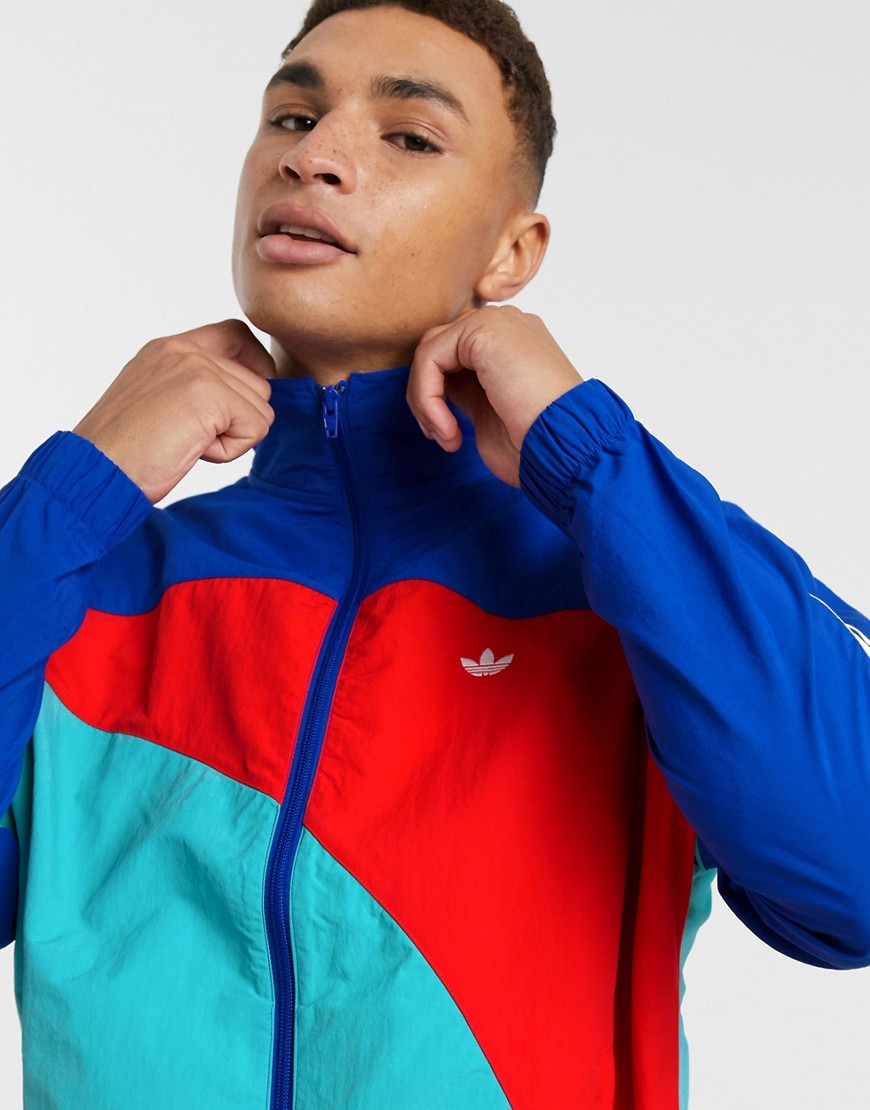 Adidas Originals - Off Centre - Windjack in blauw met rood-Multi