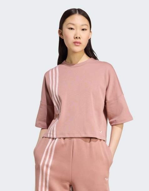 adidas Originals Off placed 3-stripes tee in warm clay - view 1